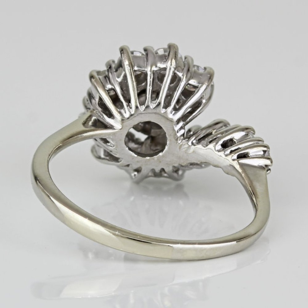 Vintage 14k White Gold Diamond Halo Loop Anniversary / Cocktail Ring - Picture 6 of 6